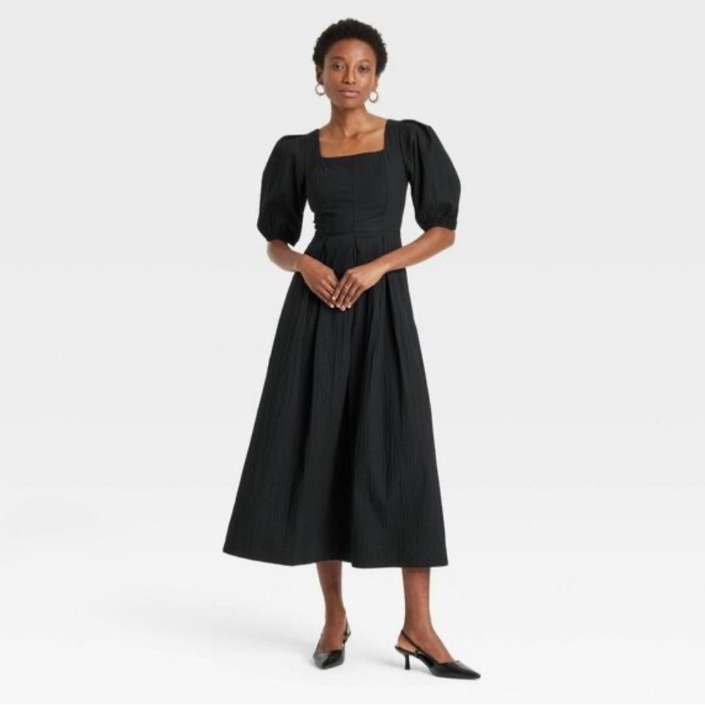 A New Day Black midi smock dress